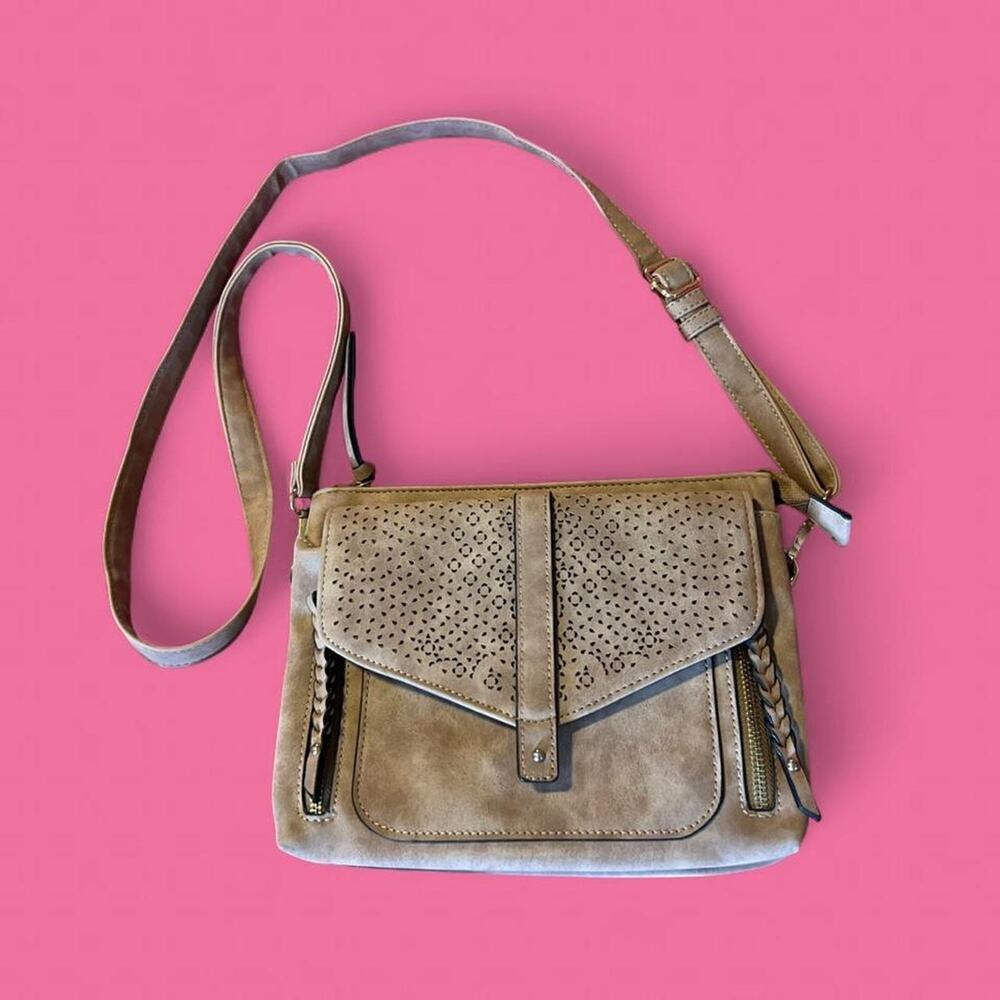 Tan crossbody bag with adjustable